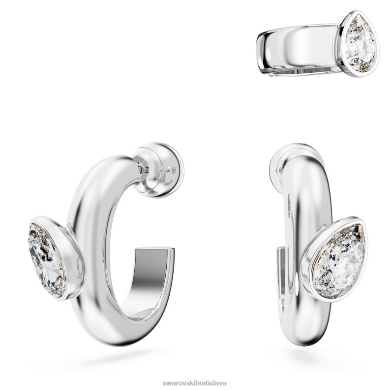 kruhové náušnice dextera s manžetou na uši hruškový rez, biely, rhodiovaný B8ZNT399 Swarovski šperky - Image 1