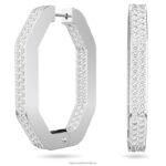 kruhové náušnice dextera tvar osemuholníka, biela, rhodiovaná B8ZNT906 Swarovski šperky