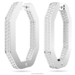 kruhové náušnice dextera tvar osemuholníka, biela, rhodiovaná B8ZNT906 Swarovski šperky - Image 3