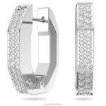 kruhové náušnice dextera tvar osemuholníka, biela, rhodiovaná B8ZNT921 Swarovski šperky