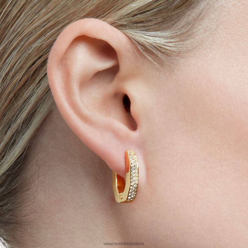 kruhové náušnice dextera v tvare osemuholníka, biele, pozlátené B8ZNT913 Swarovski šperky - Image 2