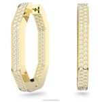 kruhové náušnice dextera v tvare osemuholníka, biele, pozlátené B8ZNT925 Swarovski šperky