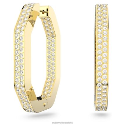 kruhové náušnice dextera v tvare osemuholníka, biele, pozlátené B8ZNT925 Swarovski šperky