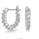 kruhové náušnice vittore okrúhly výbrus, biely, rhodiovaný B8ZNT868 Swarovski šperky