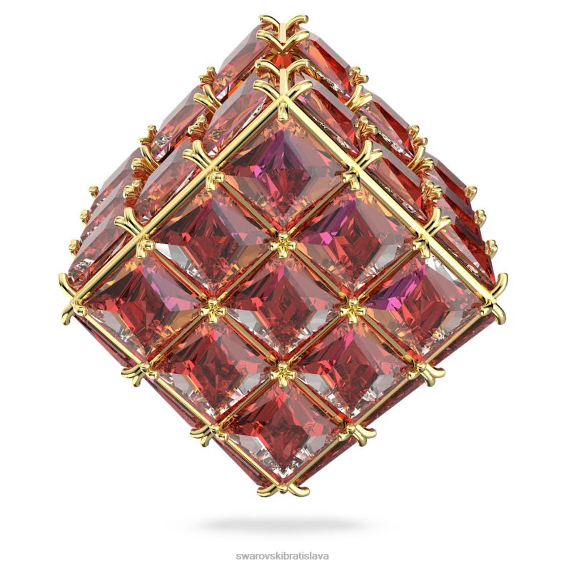 kuriózna napichovacia náušnica jednoduchý, hranatý rez, oranžový, pozlátený B8ZNT975 Swarovski šperky - Image 1