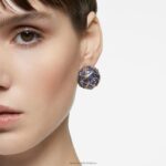 kuriózna napichovacia náušnica jednoduchý, trojuholníkový strih, modrý, pozlátený B8ZNT974 Swarovski šperky - Image 2