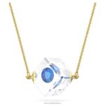 kuriózny náhrdelník plávajúci šatón, modrý, pozlátený B8ZNT145 Swarovski šperky