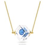 kuriózny náhrdelník plávajúci šatón, modrý, pozlátený B8ZNT145 Swarovski šperky - Image 3