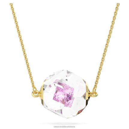 kuriózny náhrdelník plávajúci šatón, ružový, pozlátený B8ZNT149 Swarovski šperky