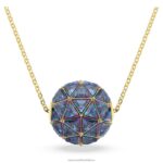 kuriózny prívesok trojuholníkový strih, modrá, pozlátená B8ZNT250 Swarovski šperky