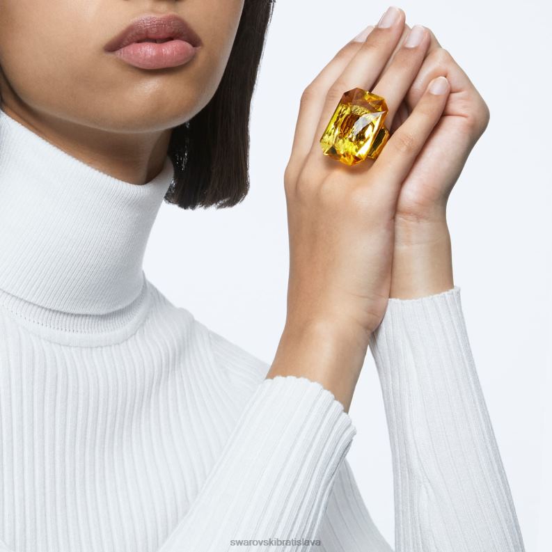 lucentný koktailový prsteň nadrozmerný krištáľ, osemhranný výbrus, žltý B8ZNT1079 Swarovski šperky - Image 2