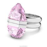 lucentný prsteň magnetické zapínanie, hruškový strih, ružové, rhodiované B8ZNT1077 Swarovski šperky
