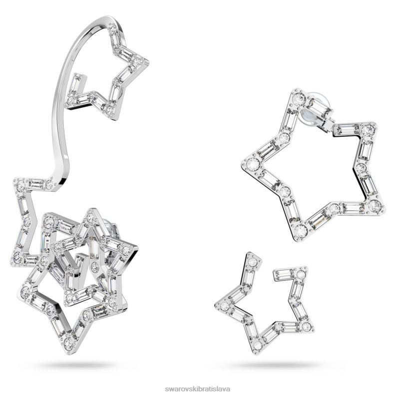 manžeta na ucho stella zmiešané rezy, hviezdicové, biele, rhodiované B8ZNT377 Swarovski šperky - Image 3