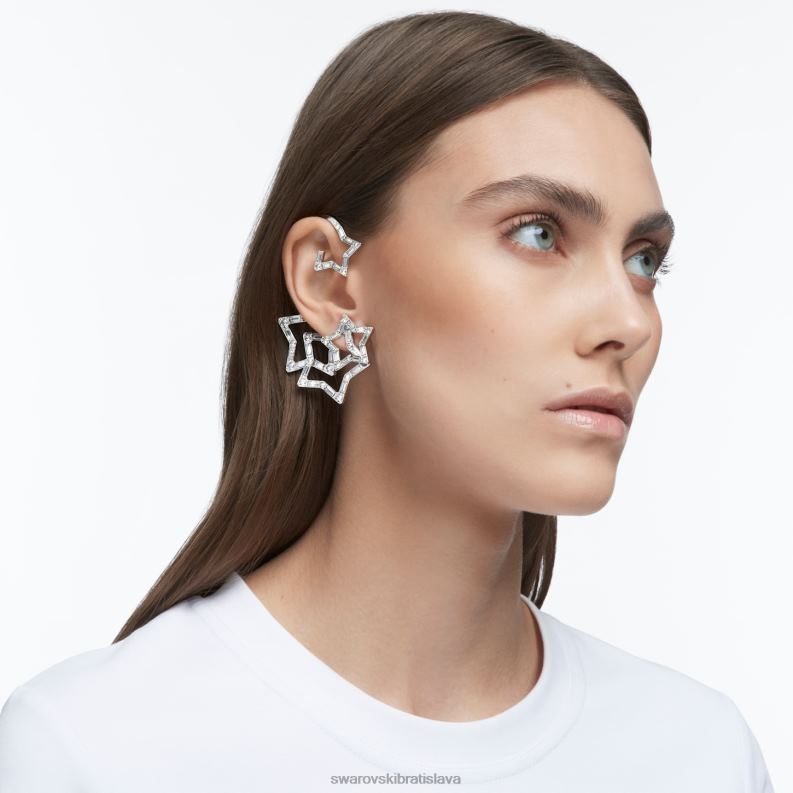 manžeta na ucho stella zmiešané rezy, hviezdicové, biele, rhodiované B8ZNT377 Swarovski šperky - Image 5