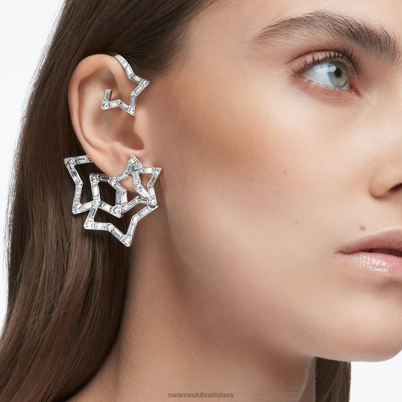 manžeta na ucho stella zmiešané rezy, hviezdicové, biele, rhodiované B8ZNT377 Swarovski šperky - Image 6
