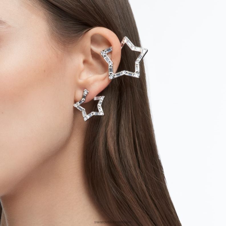 manžeta na ucho stella zmiešané rezy, hviezdicové, biele, rhodiované B8ZNT377 Swarovski šperky - Image 7