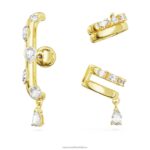 manžeta na uši dextera zmiešané strihy, biele, pozlátené B8ZNT401 Swarovski šperky