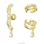 manžeta na uši dextera zmiešané strihy, biele, pozlátené B8ZNT401 Swarovski šperky - Image 4