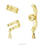 manžeta na uši dextera zmiešané strihy, biele, pozlátené B8ZNT401 Swarovski šperky - Image 5