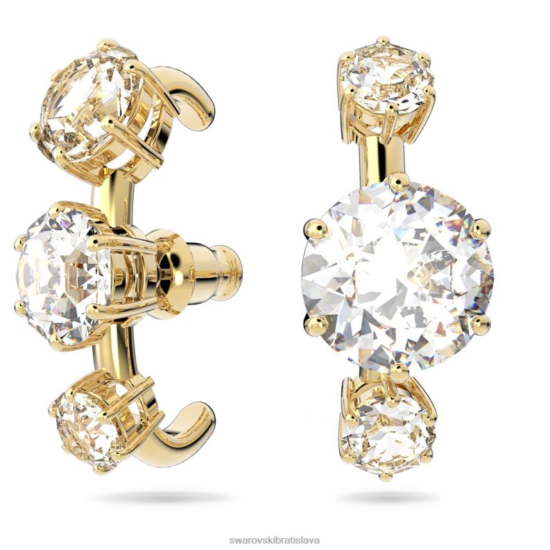 manžety na uši constella asymetrický dizajn, okrúhly strih, biela, pozlátená B8ZNT963 Swarovski šperky - Image 3