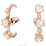 manžety na uši constella asymetrický dizajn, okrúhly strih, biela, pozlátená ružovým zlatom B8ZNT972 Swarovski šperky