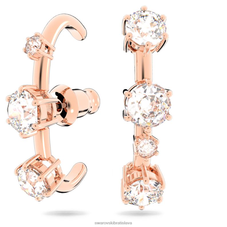 manžety na uši constella asymetrický dizajn, okrúhly strih, biela, pozlátená ružovým zlatom B8ZNT972 Swarovski šperky - Image 3