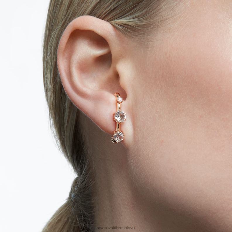 manžety na uši constella asymetrický dizajn, okrúhly strih, biela, pozlátená ružovým zlatom B8ZNT972 Swarovski šperky - Image 4