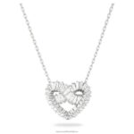 matricový prívesok zmiešané rezy, srdce, biele, rhodiované B8ZNT242 Swarovski šperky