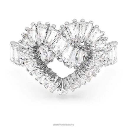 matrix koktejlový prsteň zmiešané rezy, srdce, biele, rhodiované B8ZNT1095 Swarovski šperky