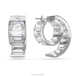matrix kruhové náušnice bageta rezaná, biela, rhodiovaná B8ZNT907 Swarovski šperky - Image 3