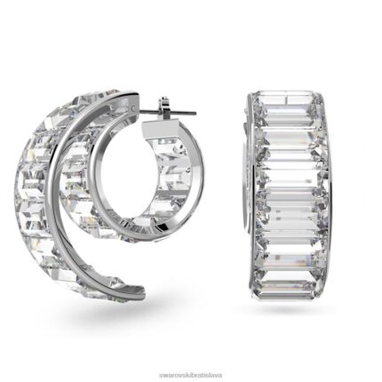 matrix kruhové náušnice bageta rezaná, biela, rhodiovaná B8ZNT907 Swarovski šperky