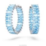 matrix kruhové náušnice bagetový rez, modrý, rhodiovaný B8ZNT863 Swarovski šperky