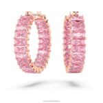 matrix kruhové náušnice bagetový rez, ružový, pozlátený ružovým zlatom B8ZNT937 Swarovski šperky