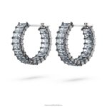 matrix kruhové náušnice bagetový rez, sivý, ruténiový B8ZNT866 Swarovski šperky - Image 4