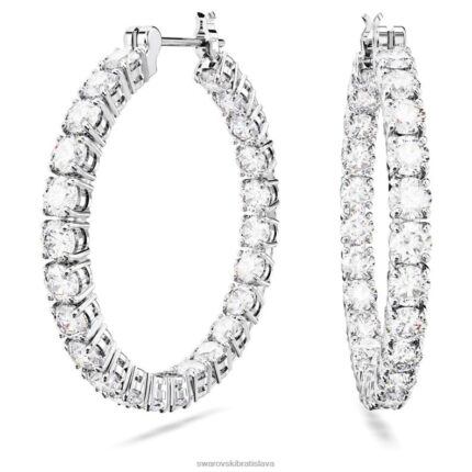 matrix kruhové náušnice okrúhly výbrus, biely, rhodiovaný B8ZNT911 Swarovski šperky