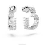 matrix kruhové náušnice srdce, biele, rhodiované B8ZNT878 Swarovski šperky - Image 5