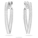 matrix kruhové náušnice srdce, biele, rhodiované B8ZNT938 Swarovski šperky - Image 3