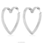 matrix kruhové náušnice srdce, biele, rhodiované B8ZNT938 Swarovski šperky - Image 4