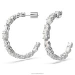 mesmera kruhové náušnice zmiešané rezy, biele, rhodiované B8ZNT932 Swarovski šperky - Image 3