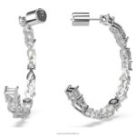mesmera kruhové náušnice zmiešané rezy, biele, rhodiované B8ZNT932 Swarovski šperky - Image 4
