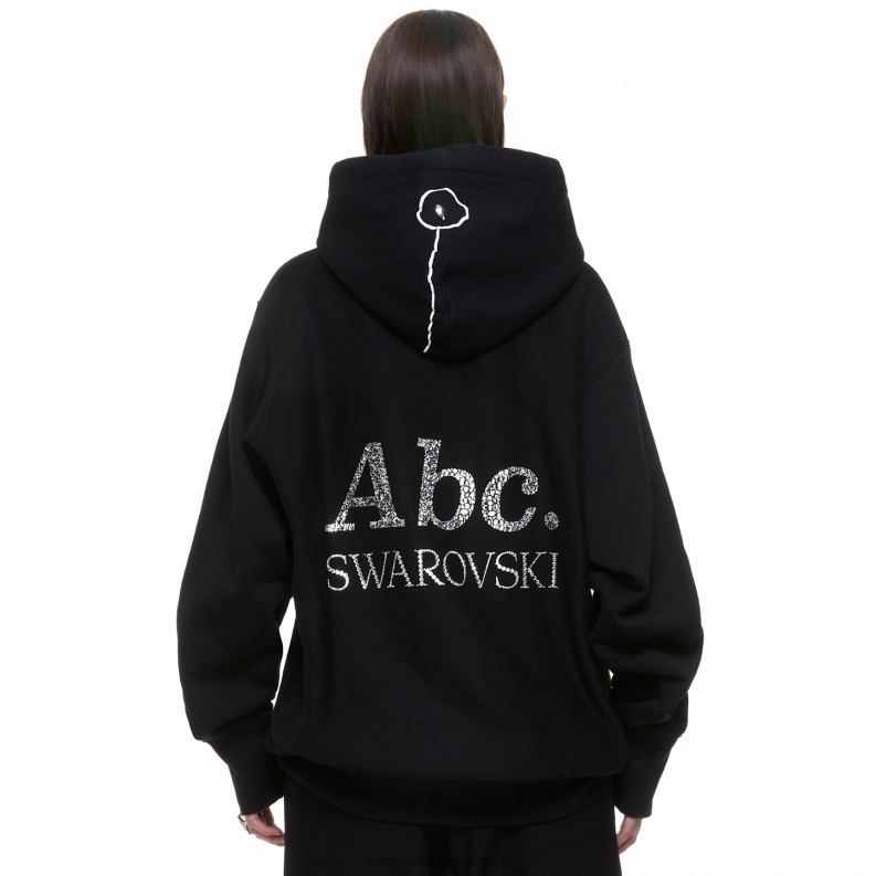 mikina s kapucňou oslnivých bezfarebných predmetov čierna B8ZNT1509 Swarovski mikiny s kapucňou - Image 5