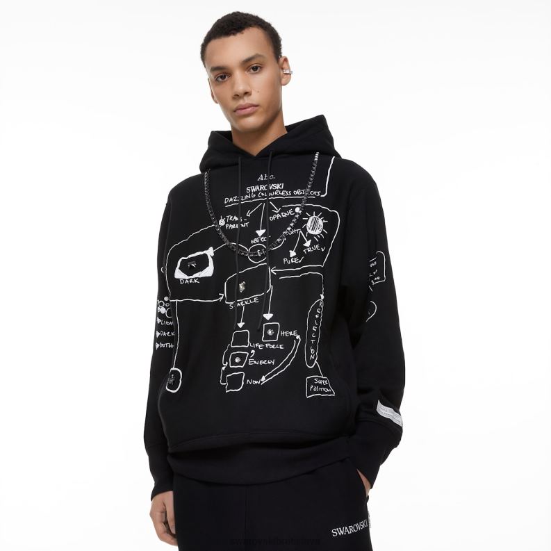 mikina s kapucňou oslnivých bezfarebných predmetov čierna B8ZNT1509 Swarovski mikiny s kapucňou - Image 6