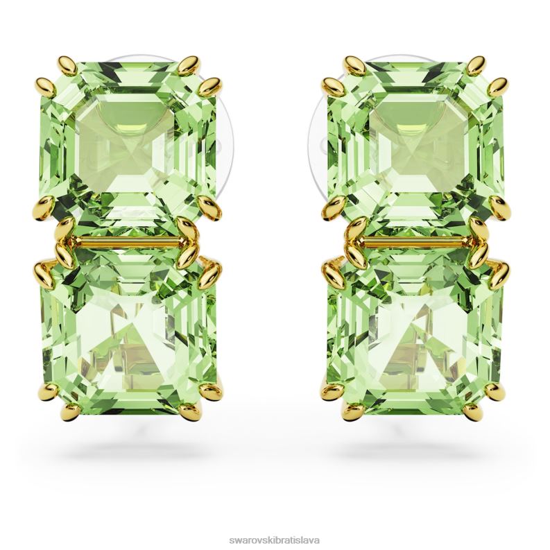 millenia_klipove_nausnice_hranaty_rez_zelena_pozlatena_b8znt942_swarovski_sperky.jpg Millenia klipové náušnice hranatý rez, zelená, pozlátená B8ZNT942 Swarovski šperky - Image 1