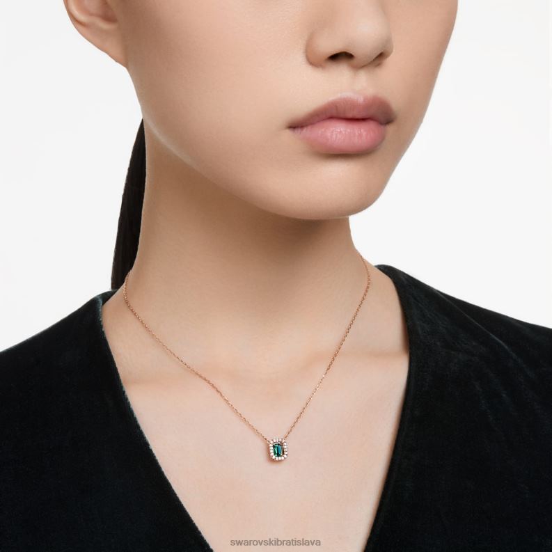millenia náhrdelník osemhranného strihu zelená, pozlátená ružovým zlatom B8ZNT121 Swarovski šperky - Image 2