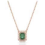 millenia náhrdelník osemhranného strihu zelená, pozlátená ružovým zlatom B8ZNT121 Swarovski šperky