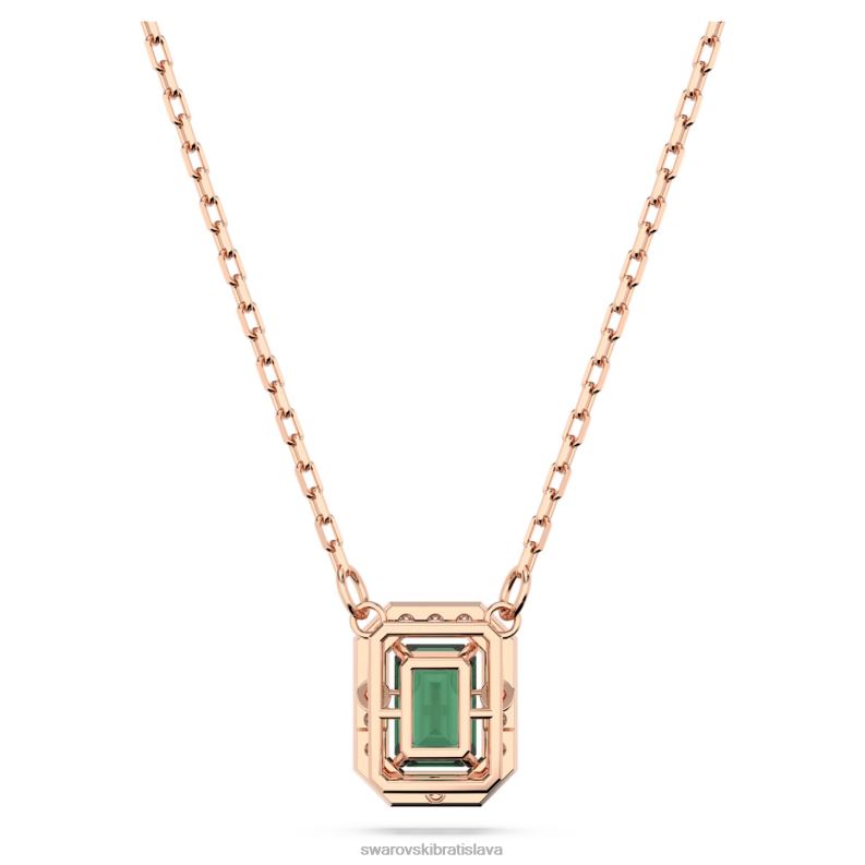 millenia náhrdelník osemhranného strihu zelená, pozlátená ružovým zlatom B8ZNT121 Swarovski šperky - Image 4