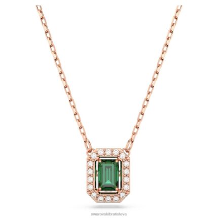 millenia náhrdelník osemhranného strihu zelená, pozlátená ružovým zlatom B8ZNT121 Swarovski šperky
