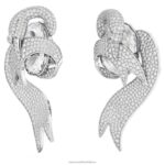módne labuťkové klipsové náušnice asymetrické prevedenie, labuť, biele, rhodiované B8ZNT946 Swarovski šperky - Image 4