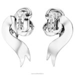 módne labuťkové klipsové náušnice asymetrické prevedenie, labuť, biele, rhodiované B8ZNT946 Swarovski šperky - Image 5
