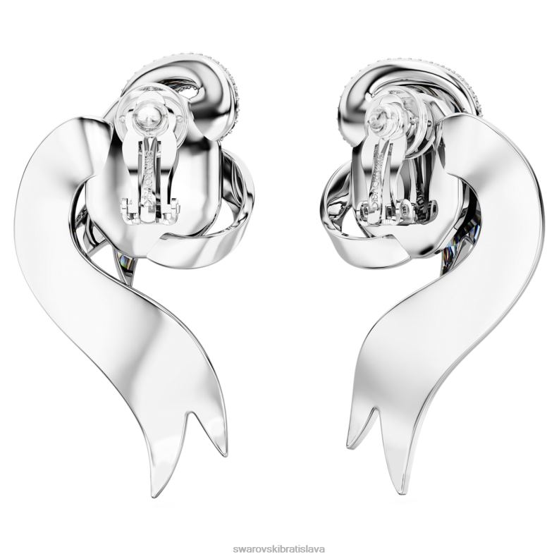 módne labuťkové klipsové náušnice asymetrické prevedenie, labuť, biele, rhodiované B8ZNT946 Swarovski šperky - Image 5